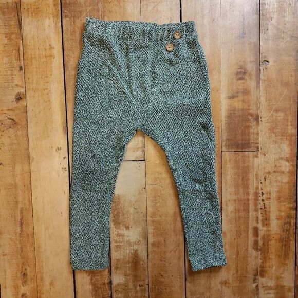 Zara Olive Green Tweed Pants size 3 to 4 yrs panda pants leggings winter - Picture 1 of 6
